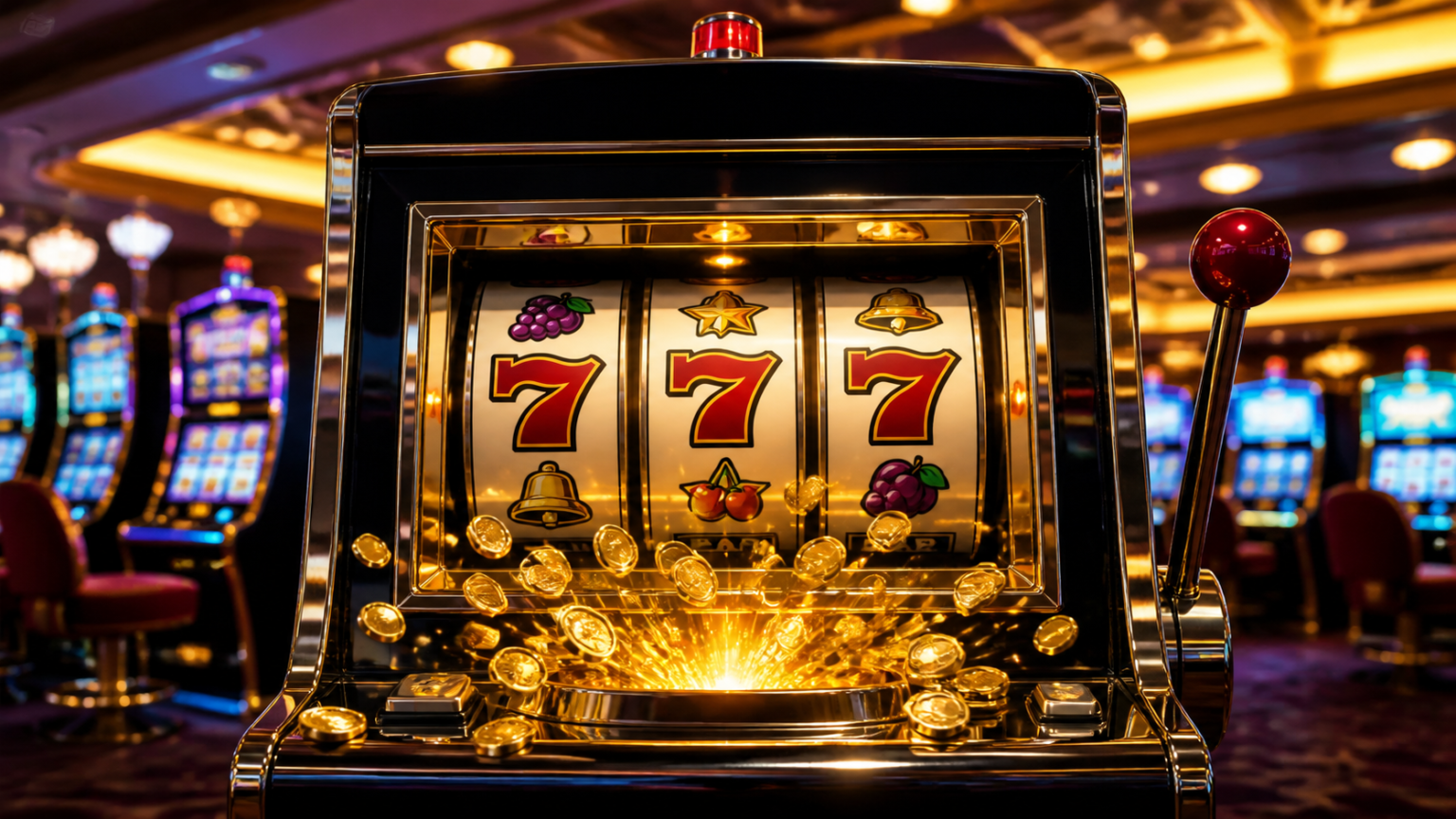 Panduan Pemula Memahami Situs Slot Terpercaya dan Permainan Casino Online Máy slot casino với biểu tượng jackpot và đèn sáng