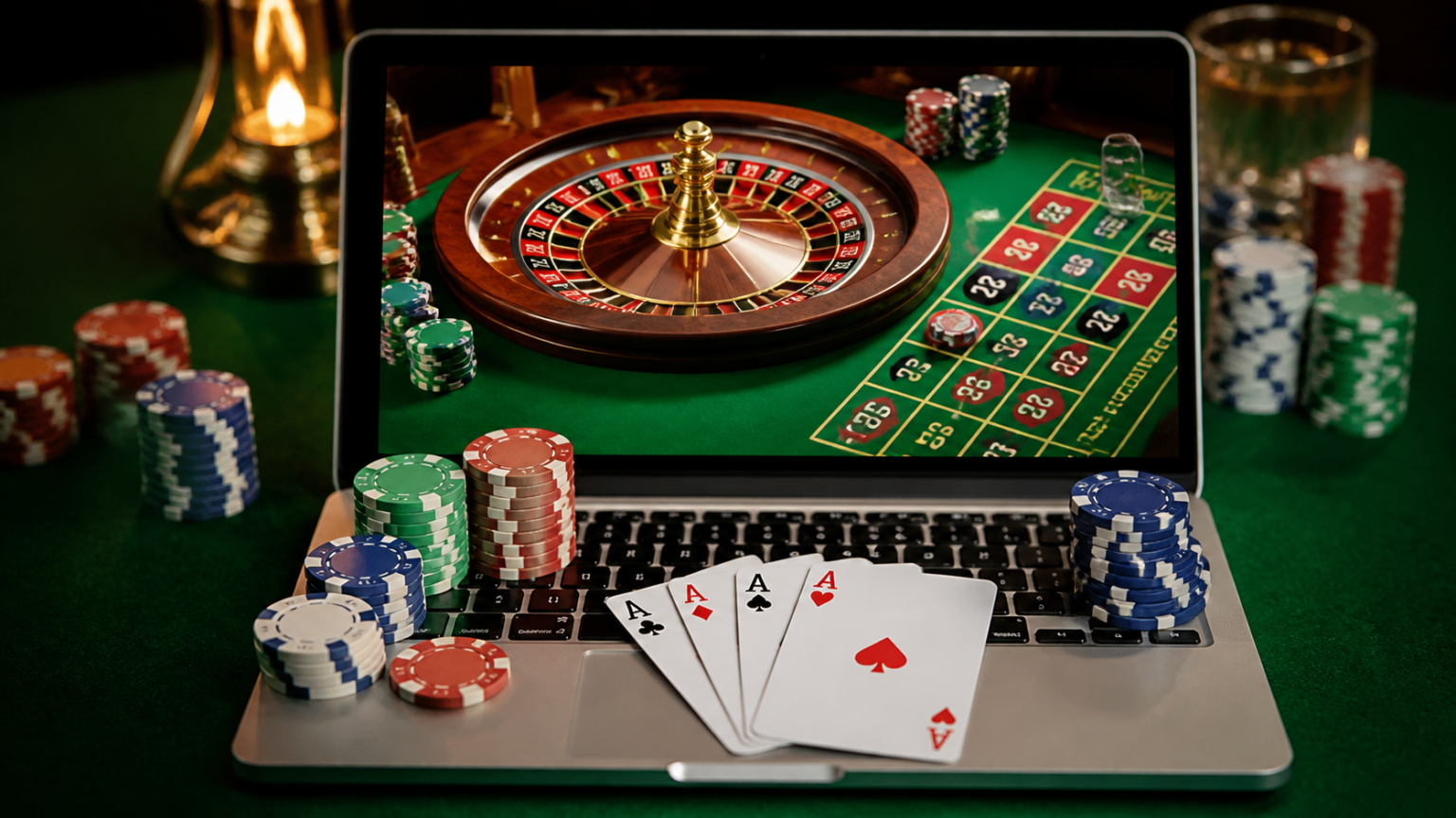 仮想通貨カジノで利用できる主なゲームとスロットの特徴 Online casino interface with poker chips and cards