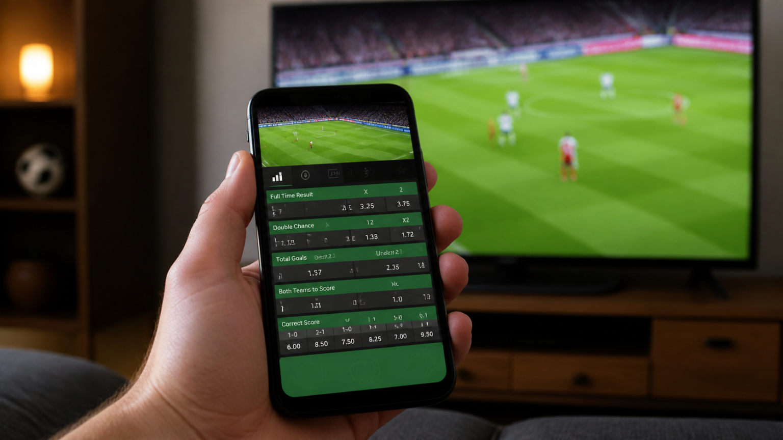 Start with availability, rules, and personal eligibility: best sports betting sites Singapore Smartphone showing sports betting odds beside a football match